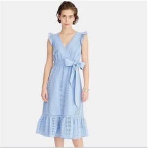 J. Crew All over Eyelet Midi Wrap Dress Size 8 BNWT